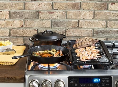 Lodge Cast Iron Grill Pan, 10.25-inch (Pack of 3)