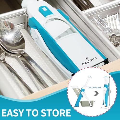 ONCE FOR ALL Safe Mandoline Slicer Kitchen, All in 1 Vegetable Slicer, Blue