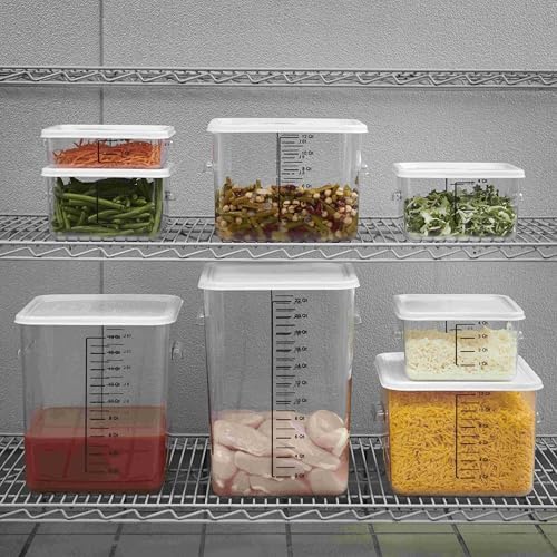 Rubbermaid Commercial Products, Space Saving Square Food Storage Container, 4 Quart, Clear, for Kitchen/Sous Vide/Meal Prep