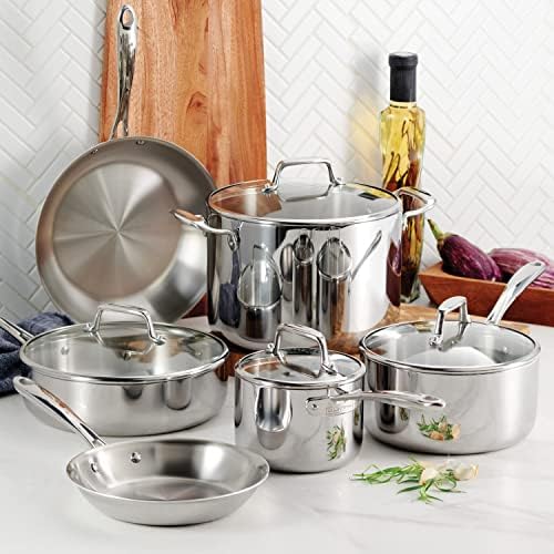 Tramontina Boston Tri-Ply Clad Stainless Steel 10-Pc Pots and Pans Set