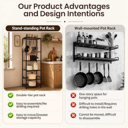 DALEMHOME Pot and Pan Organizer, 5 Tier Kitchen Rack