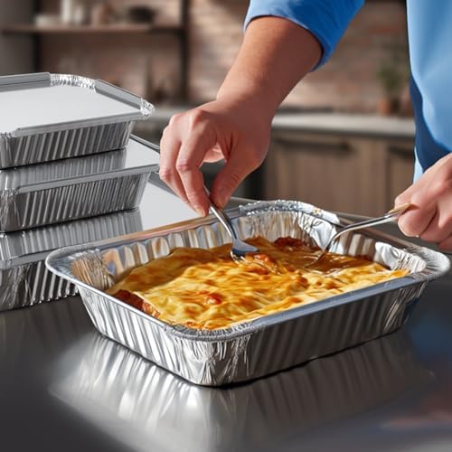Notwoe® 30 Pack Disposable Aluminum Pans with Lids, 10x7.5 and 7.3x5.3 Square 6.9x4.3 Square Combo Set, Disposable Baking and Cake Pan. (30-Pack w/Lids)