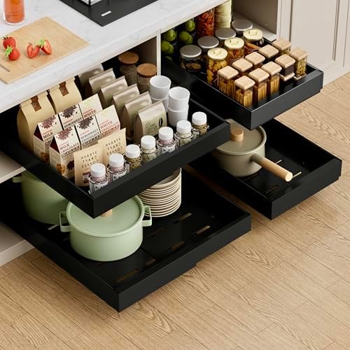 PAKETA 4 Pack Expandable Pull Out Cabinet Organizer,21" Deep