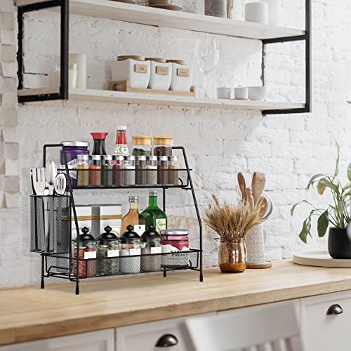 Bathroom Organizer Countertop, Spice Rack Organizer for Cabinet,Black