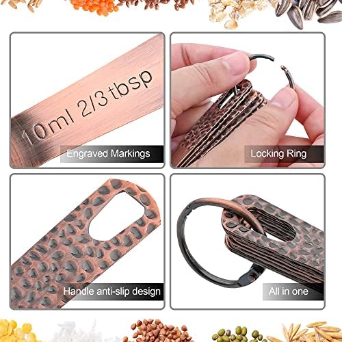 Copper Measuring Cups Set, Stainless Steel Measuring Cups, Copper Plated Measuring Cups, 5 Measurer cups, Metal Measurement Cups for Baking & Kitchen