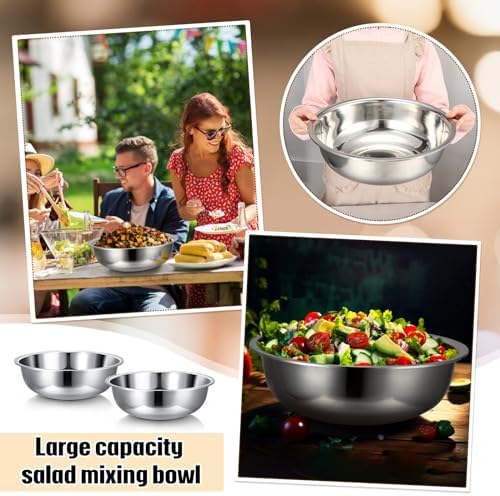 Nuogo 4 Pcs Stainless Steel Mixing Bowls Large for Salad, 16 Inch 13 Qt