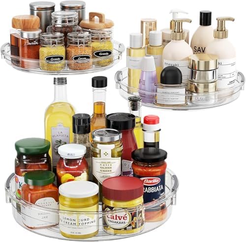 LAMU 3 Pack Lazy Susan Organizer Turntable for Cabinet, 9.25'' 10.6'' 12''