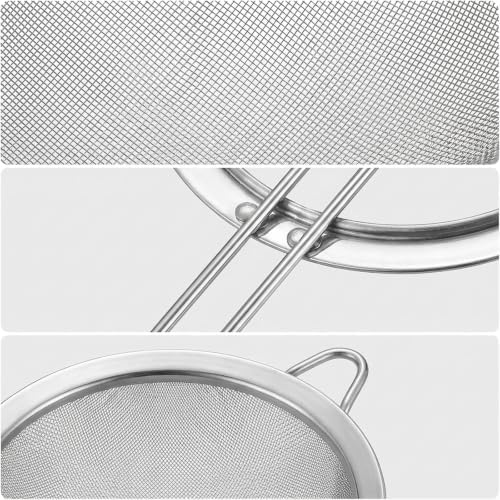 Fine Mesh Strainer Set 3-Piece,Stainless Steel Sifters 3.15"5.5"7.8"Kitchen