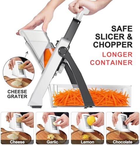 QYKIC Mandoline Slicer for Kitchen, Adjustable 0.1-8mm (S4 Gray)