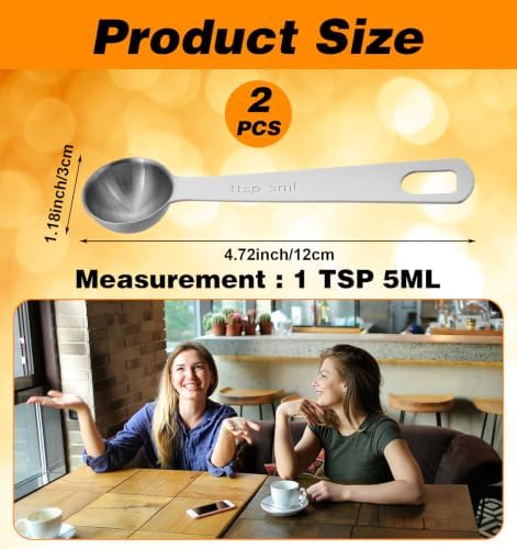 Teaspoon Measuring Spoon, 2PCS 1 Teaspoon Scoop, 5ml (4.7x1.2 Inch)