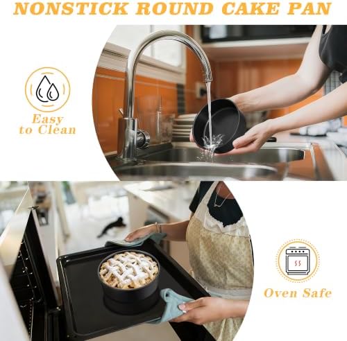 E-far 7 Inch Cake Pan, 3PCS Nonstick Stainless Steel Baking Cake Pans Tins