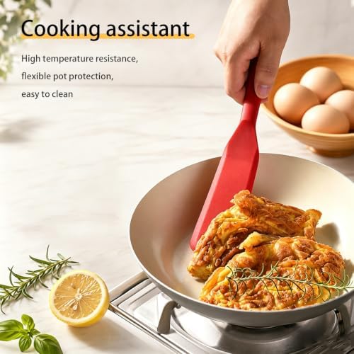 【2 Pack】Kunovo Small Spatula for Nonstick Cookware Mini Spatulas for kitchen Use,Heat-Resistant Silicone Thin Spatula Cooking Baking (2 Pack-Red)