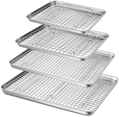P&P CHEF 16 + 12.5 + 10.4 + 9 Inch Baking Sheet & Rack, Pan and Grid Rack