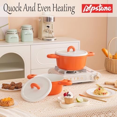 Alpstone 5QT Nonstick Stock Pot with Lid, Orange
