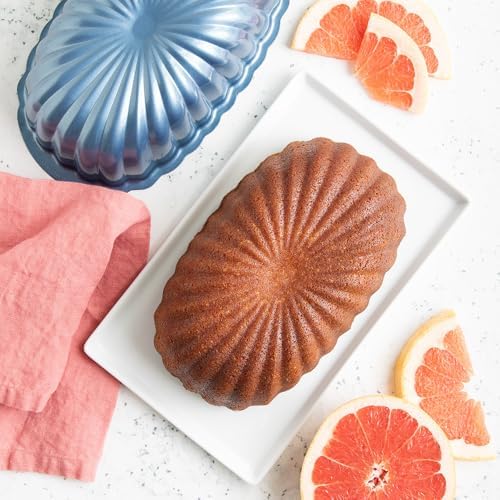 Nordic Ware Formed Fluted Loaf Pan, 6 Cups, Twilight Blue