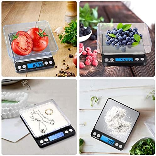 GDEALER Digital Pocket Kitchen Scale 0.001oz/0.01g 500g Kitchen Food Scale Jewelry Weight Compact Scale, Tare, Stainless Steel, Backlit Display, Black