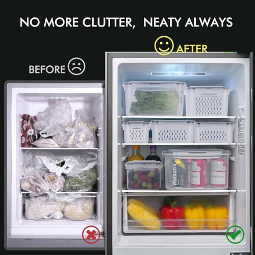 HOTEC 4-Pack Large Fruit Storage Container for Fridge,3.15L