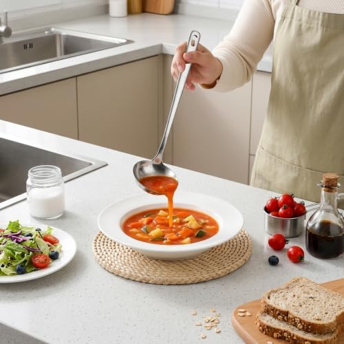 5 Pcs Serving Spoon Set, Large Slotted Spoon Metal Soup Ladle