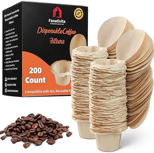 Fanativita 200ct K Cup Coffee Filters with Genius Lid, Unbleached