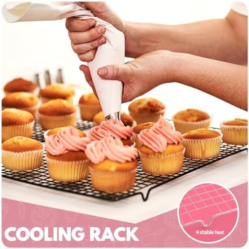 2 PCS Cooling Racks for Cooking and Baking, 16x10 Inches Stainless Steel Cooling Rack, Sheet Pan with Wire Rack for Baking Sheet, Bacon Rack Oven Safe Fits Jelly Roll Sheet Pan