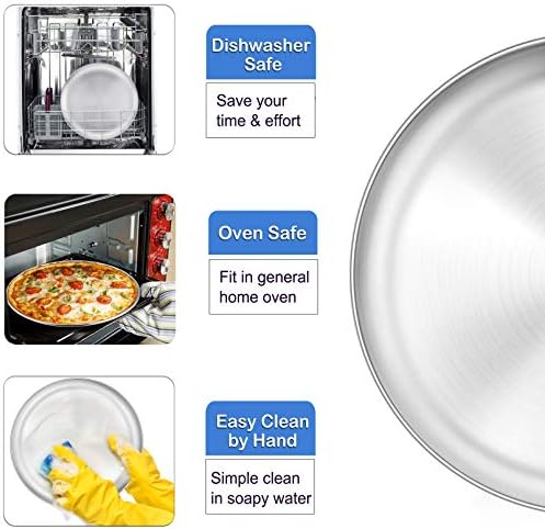P&P CHEF Pizza Pan Set of 2, 10 Inch Stainless Steel Pizza Tray, Silver