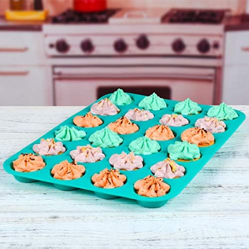 CAKETIME Mini Muffin Pan 24 Mini Cupcake Pans Silicone Molds Food Grade Silicone Muffin Pans for Baking Pack of 2