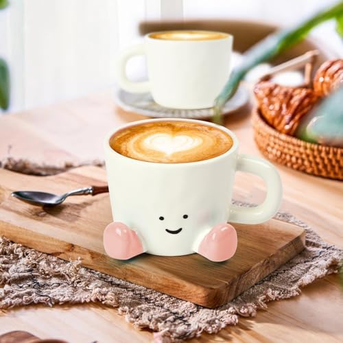 Coffee Mugs,Cute funny Mug For Women, 380ml Unique Ceramic Coffee Tea Cups, Office Mug Gift (pink)