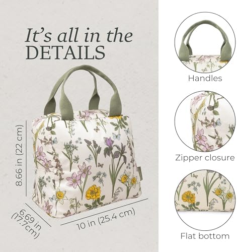 Steel Mill & Co. Insulated Lunch Tote Bag for Women, Wildflowers