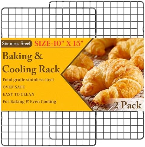 2 PCS Cooling Racks for Cooking and Baking, 10" x 15", Black