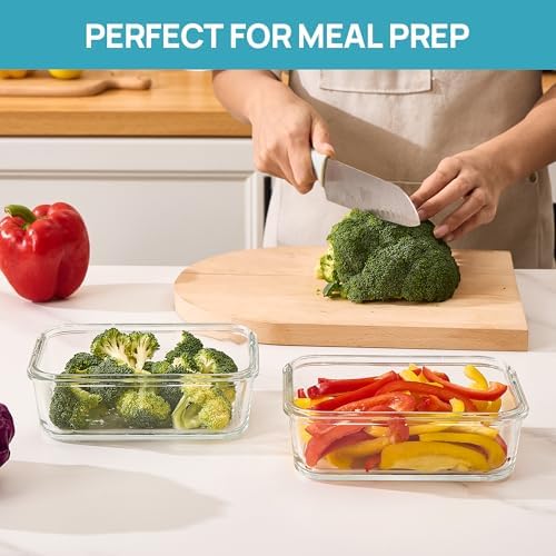 Vtopmart 2Pack 30oz Meal Prep Container Glass with Lids