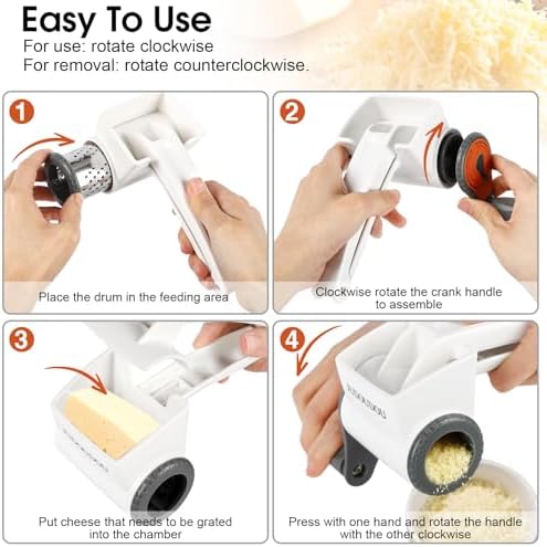 Cheese Grater Hand Crank,Classic Rotary Parmesan Cheese Shredder Handheld