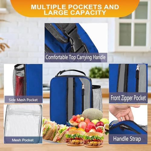 Lunch Box Insulated Lunch bag for Men Teen Kids Boys Adult Portable Stylish Small Lunchbox Special Design for Working Office school Picnic (Blue 6L(Without Shoulder Straps))