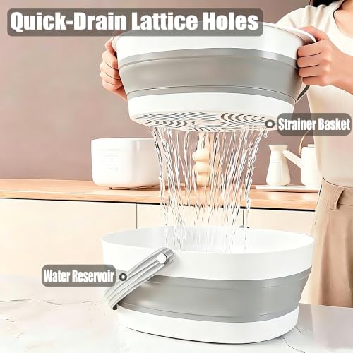 Extra Large Collapsible Wash Basin and Collapsible Colander Set, Outdoor Foldable Strainer, Camping Sink, Dish Basin, Portable Fruit Vegetable Straining Basket for Kitchen, Garden, Camping, RV