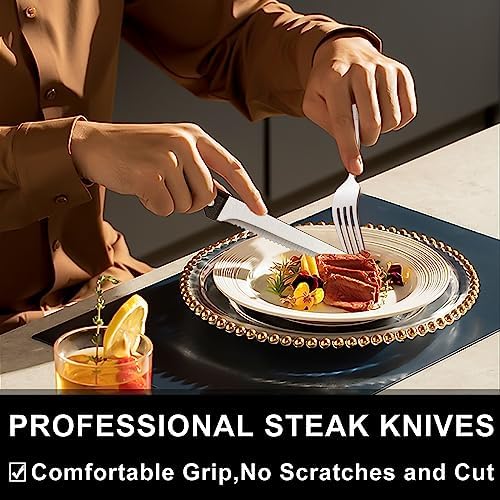 49-Piece Silverware Set with Organizer, Heavy Duty Stainless Steel Flatware Set for 8, Cutlery Utensil Sets with Steak Knives, Rust-proof, Mirror Polished, Dishwasher Safe, Heavy Duty