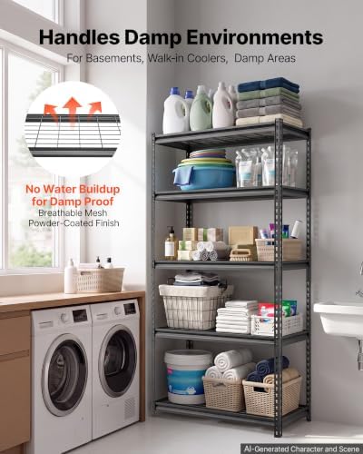 VEVOR Storage Shelves, 5-Tier 2000 lbs Garage Shelving 36 x 16 x 71.4 in