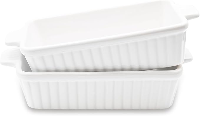 30 Oz Small Baking Dish, 7x4.5 inch Casserole Dishes for Oven, Ceramic Baking Dish with Double Handles for Baking,Lasagna, Pie, Durable Microwave Oven Dishwasher Safe，White