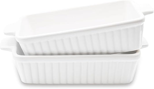 30 Oz Small Baking Dish, 7x4.5 inch Casserole Dishes for Oven, Ceramic Baking Dish with Double Handles for Baking,Lasagna, Pie, Durable Microwave Oven Dishwasher Safe，White