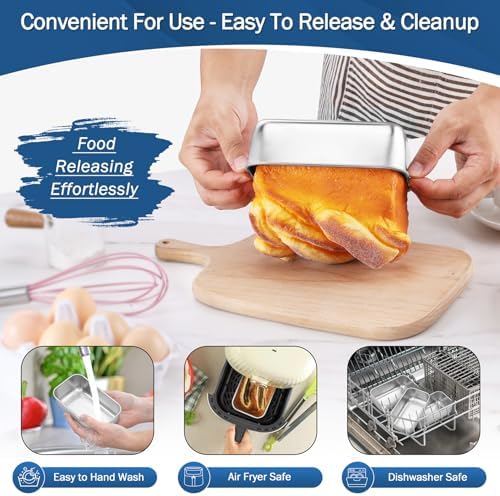 TeamFar Mini Loaf Pan, 3 PCS Stainless Steel Loaf Pans for Baking Bread