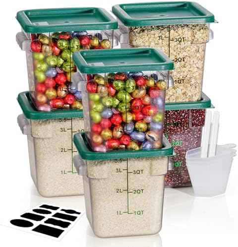 8QT 6PCS NSF Commercial Clear Food Storage Containers with Lids(GREEN)
