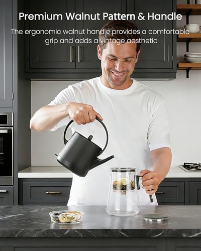 ZENS Magnetic Teapot, 34oz Magic Glass Infuser Pot for Loose Tea Steeper