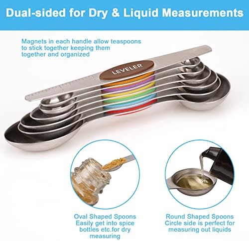 Aovchei 7 PCS MultiColor Magnetic Measuring Spoons Set