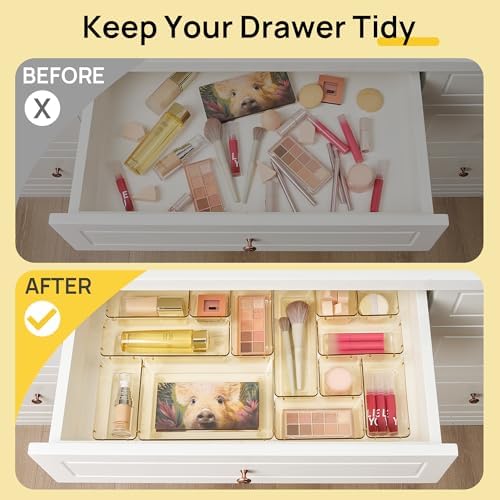 Vtopmart 25 Pack Plastic Drawer Organizers with Anti-slip Rubber Pads
