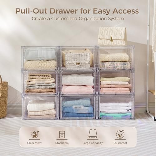 Vtopmart 2 Pack Clear Stackable Storage Drawers 15QT