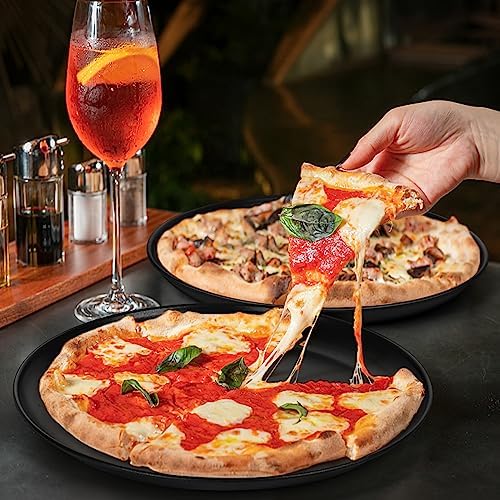 P&P CHEF Pizza Pan Set of 2, 13.5 Inch Stainless Steel Pizza Tray, Black