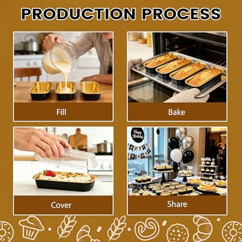 NPLUX Halloween Mini Baking Pans with Lids, 6.8oz 50 Pack for Bake Sales