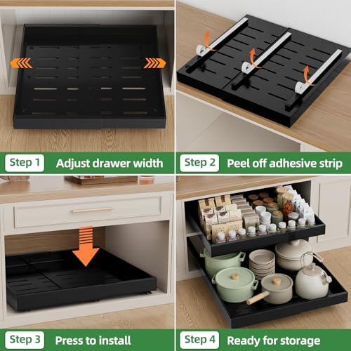 PAKETA 1 Pack Expandable Pull Out Cabinet Organizer,21" Deep