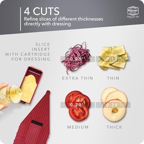 Börner by Reston Lloyd Mandoline Slicer Vital (Basic Set) • V-Slicer with 10 Cutting Styles & Safety Food Holder • Adjustable Kitchen Slicer & Dressing Function