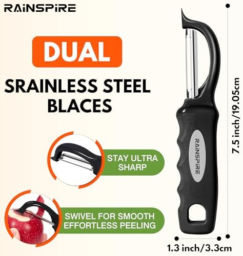 Swivel Vegetable Peeler Soft Comfort Handle Sturdy Long-Lasting 1Pcs Black