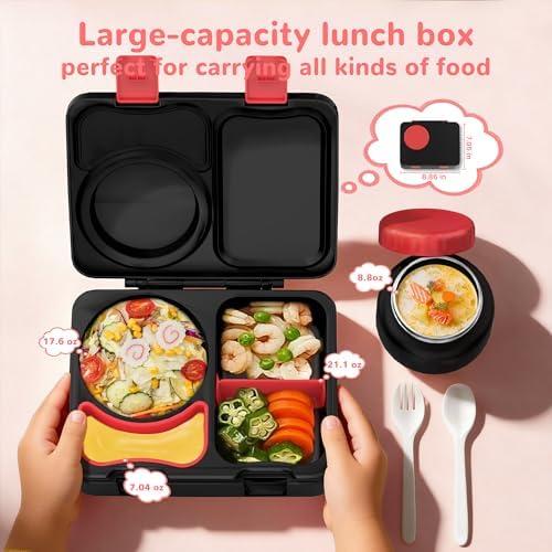 Kids Bento Lunch Box with Food Jar, Water Bottle, Lunch Bag, Car