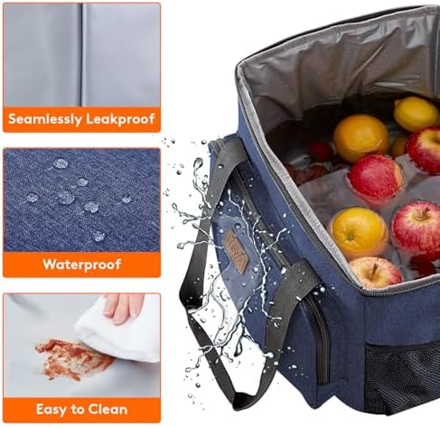 Lifewit Large Lunch Bag, Insulated Lunch Box, Soft Cooler Cooling Tote for Adult Men Women, Dark Blue 40-Can (24L)